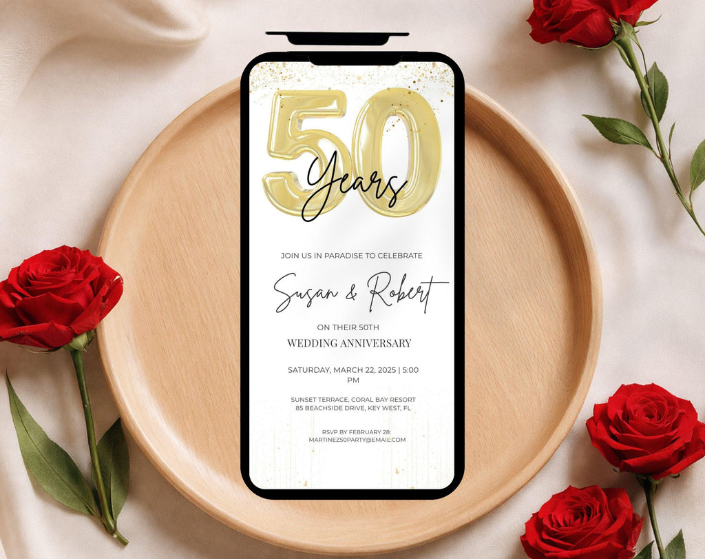 Gold  Balloon 50th Wedding Anniversary
