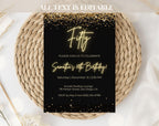 Black Gold 50th Birthday Invitation