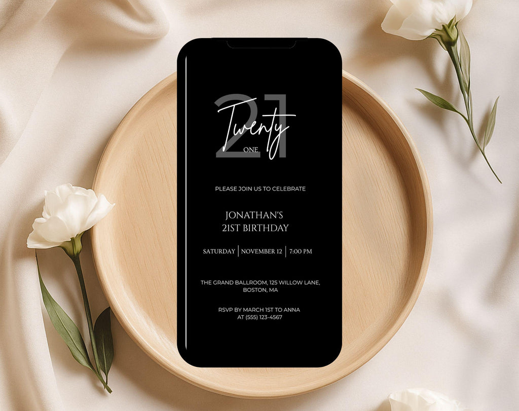 Elegant 21st Birthday Invitation