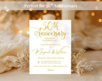 Golden 50th  Wedding Anniversary Invite White Gold