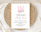 Pink & Gold Glitter 18th Birthday Invitation