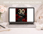 Red Rose 30th Birthday Invitation