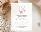 Pink & Gold Glitter 18th Birthday Invitation