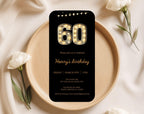 Black Gold 60th Birthday Invitation