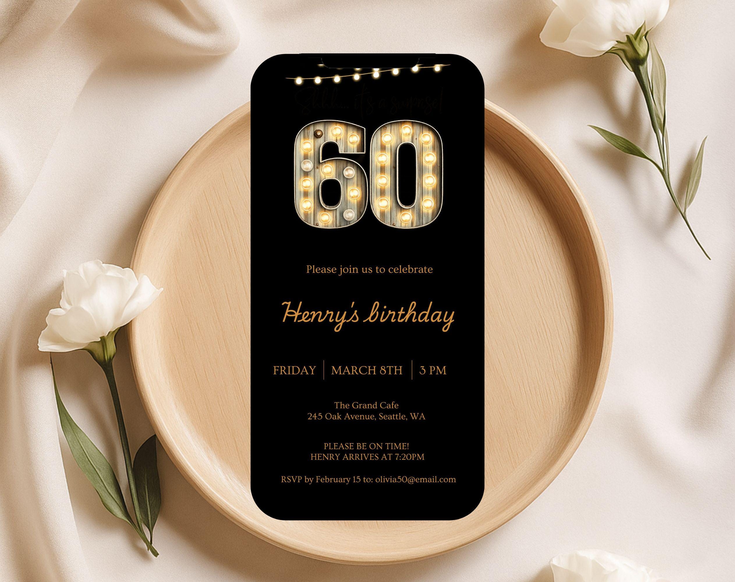 Black Gold 60th Birthday Invitation