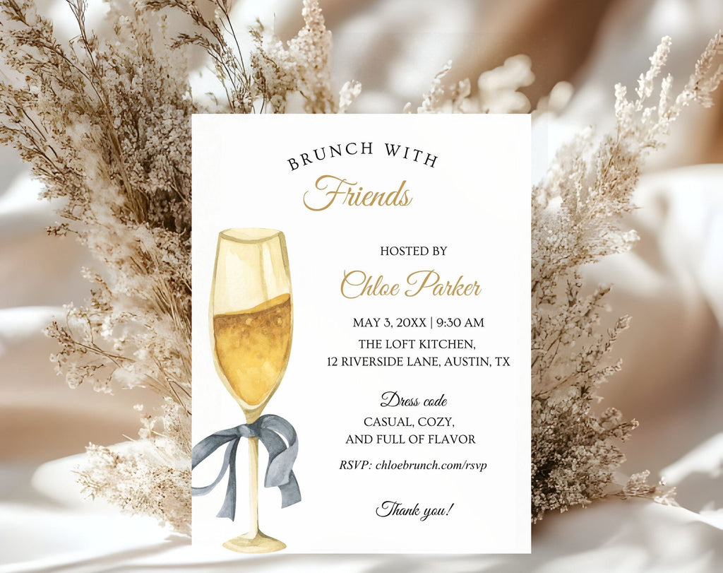 ElegantGold Birthday Brunch Invitation