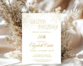 White and Gold 20th Birthday Invitation