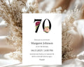 Black Elegant Floral 70th Birthday Invitation