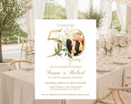 50th Wedding Anniversary Invitation Photo White Gold