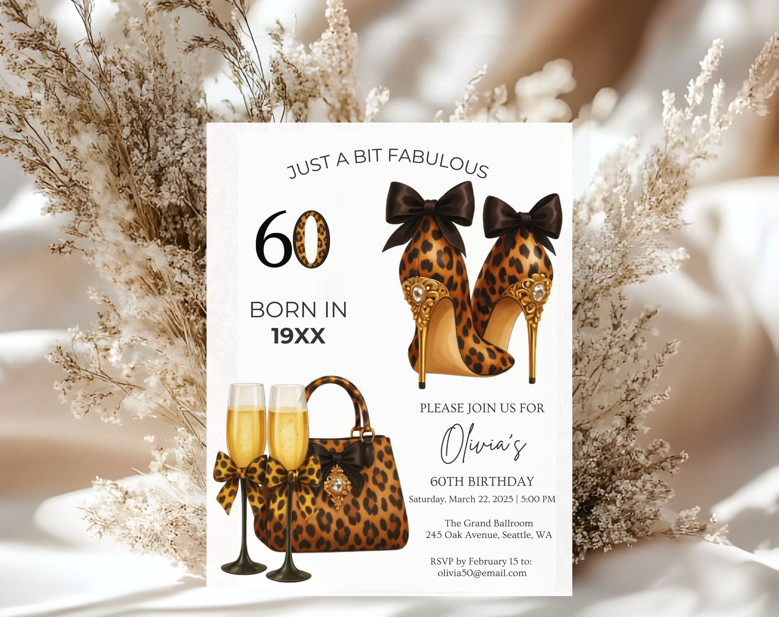 Leopard 60th Birthday Invitation