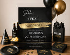 20th gold black Birthday Party Invitation
