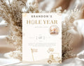 Beige and Gold Golf First Birthday Invitation