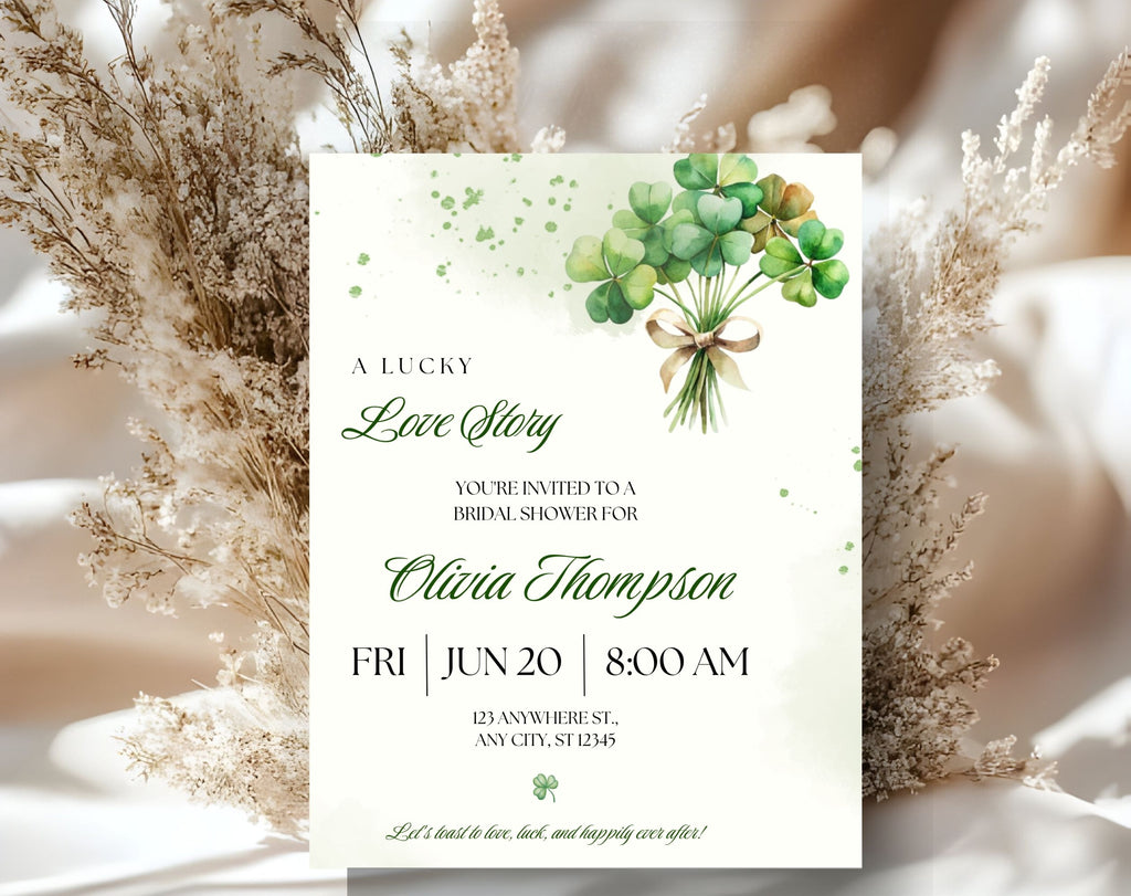 Green Clover Bridal Shower Invitation Template