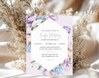 Elegant Purple Floral 80th Birthday Invitation
