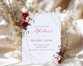 Burgundy Floral 75th Birthday Invitation
