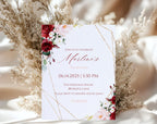 Burgundy Floral 75th Birthday Invitation