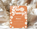 Orange Retro Groovy 70th Birthday Invitation