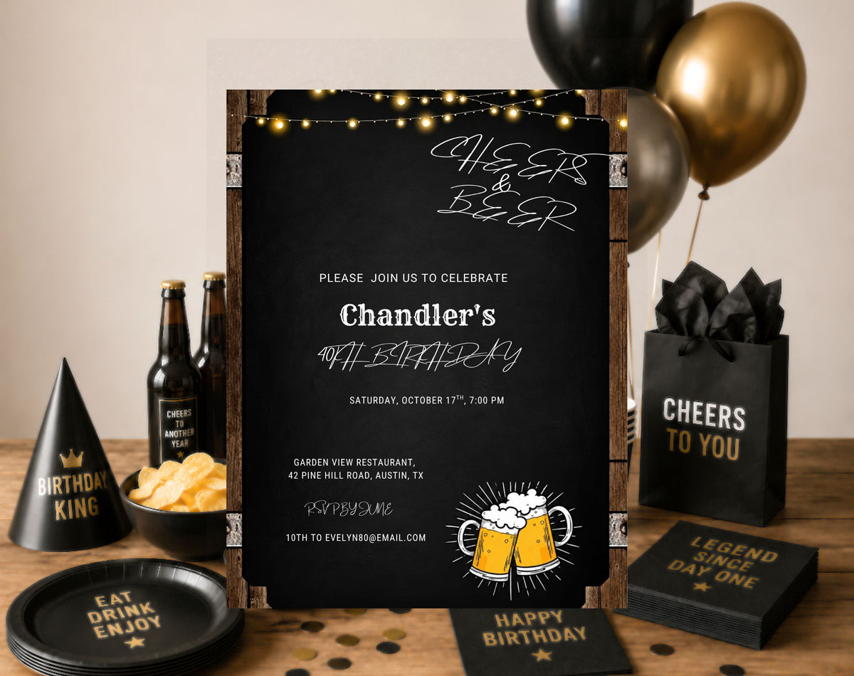 40th Birthday Beer Invitation for Men