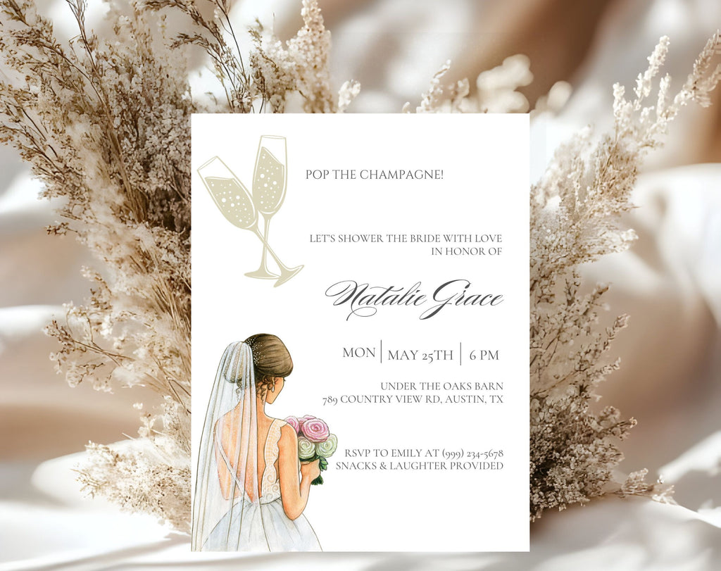 White Gold Bridal Shower Invitation
