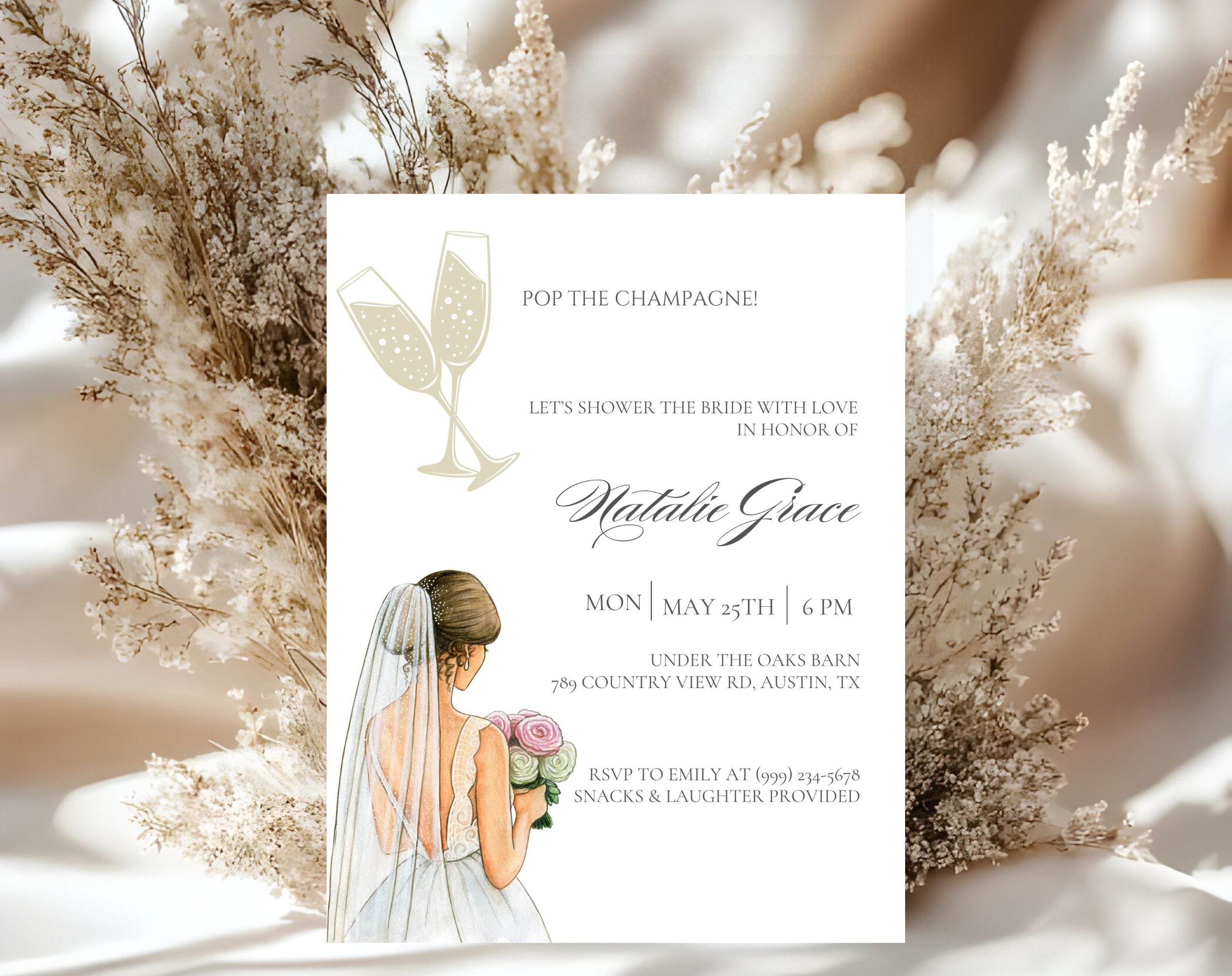 White Gold Bridal Shower Invitation