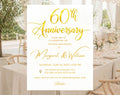 Golden 60th  Wedding Anniversary Invite White Gold