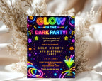 Neon Glow 8th Birthday Invitation