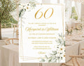 White Gold Floral 60th Wedding Anniversary Invitation