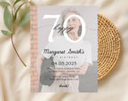 Photo Beige Minimalist 70th Birthday Invitation