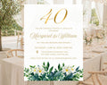 40th White Gold Wedding Anniversary Invitation