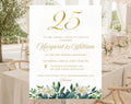 25th White Gold Wedding Anniversary Invitation