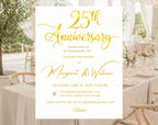 Golden 25th  Wedding Anniversary Invite White Gold