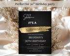 30th gold black Birthday Party Invitation