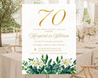70th White Gold Wedding Anniversary Invitation