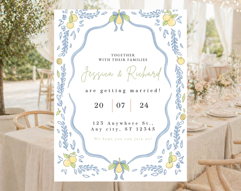 Mediterranean Lemon Wedding Invitation