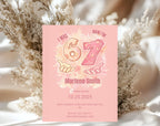 six seven Pink Kids 7th Birthday Invitation