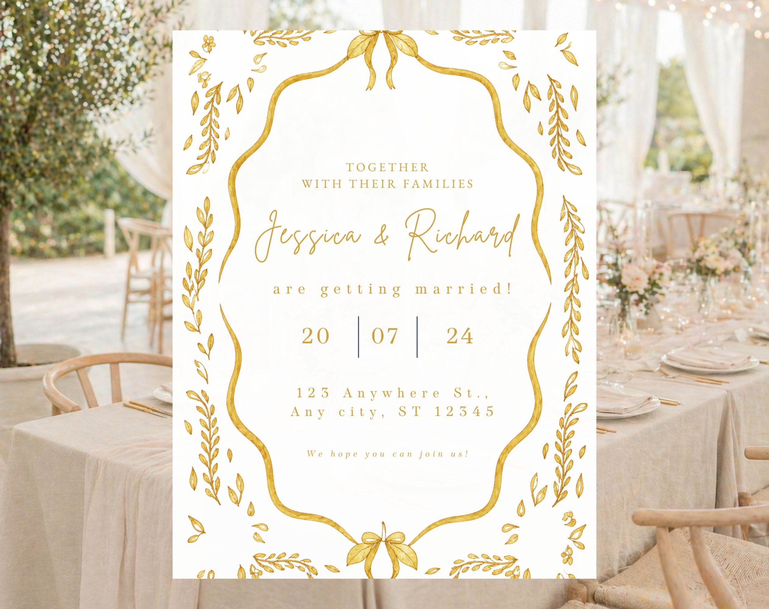 Elegant Gold Wedding Invitation
