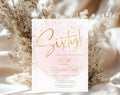 Elegant Blush Pink Golden 60th Birthday Invitation