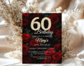 Luxury Red Rose 60th Birthday Invitation