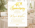 Golden 40th  Wedding Anniversary Invite White Gold