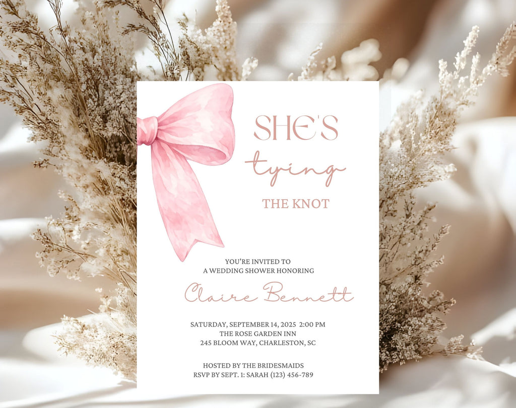 She's Tying the Knot Blush Pink Bridal Shower Invitation
