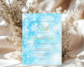 Winter Birthday Invitation Blue Snowflake 50th Party Invite Editable Template Evite Instant Download