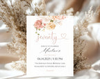 White Elegant Peach Floral 70th Birthday Invitation