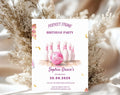 Girls Pink Bowling 10th Birthday Invitation