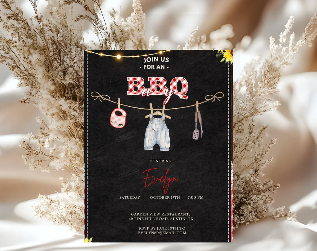 Black and Red BBQ Baby Shower Invitation