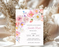 Elegant Pink Flower Floral Birthday Invitation