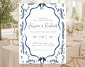 Blue Mediterranean Wedding Invitation