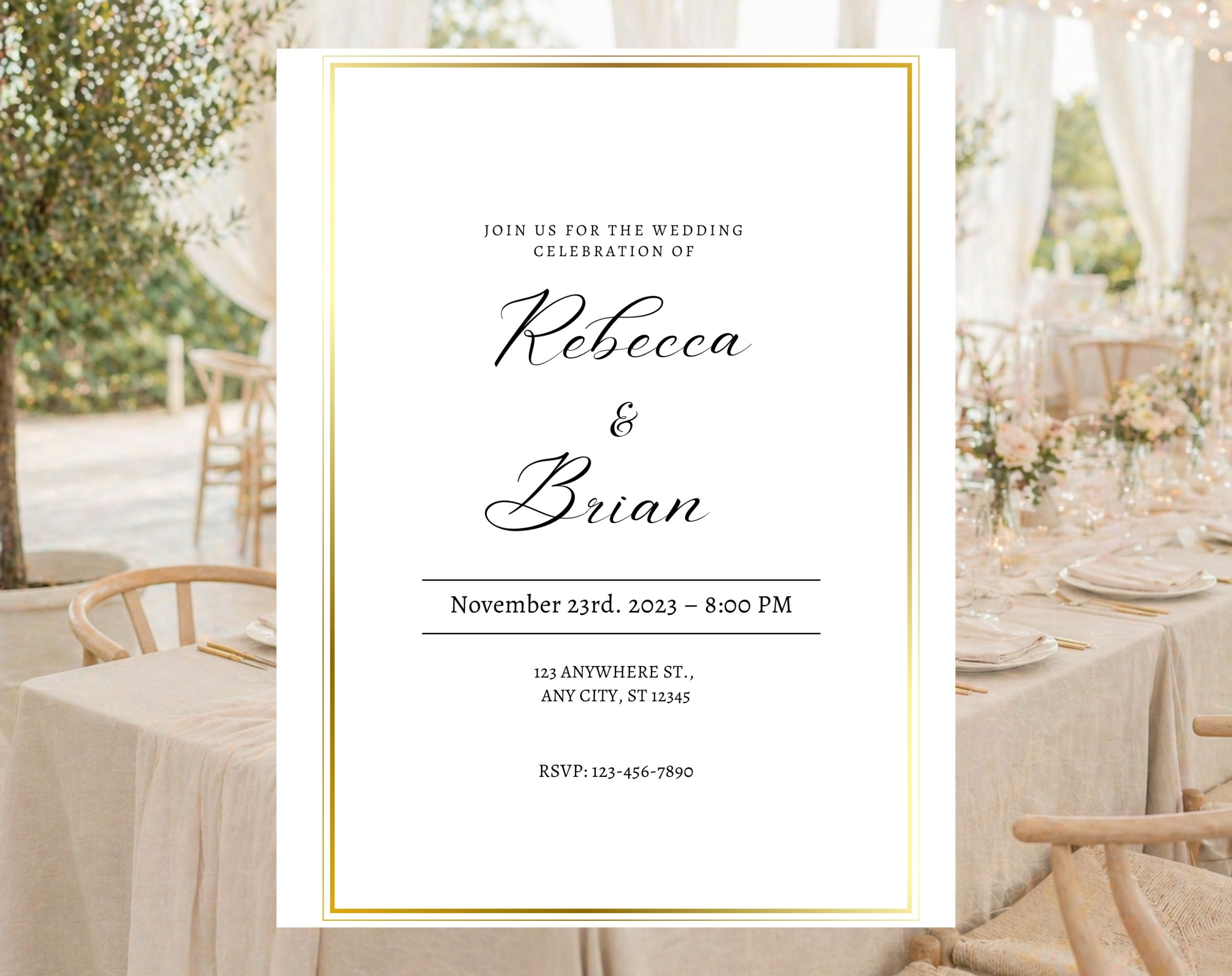 Minimalist Gold Wedding Invitation