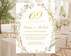 69th gold floral Wedding Anniversary Invitation