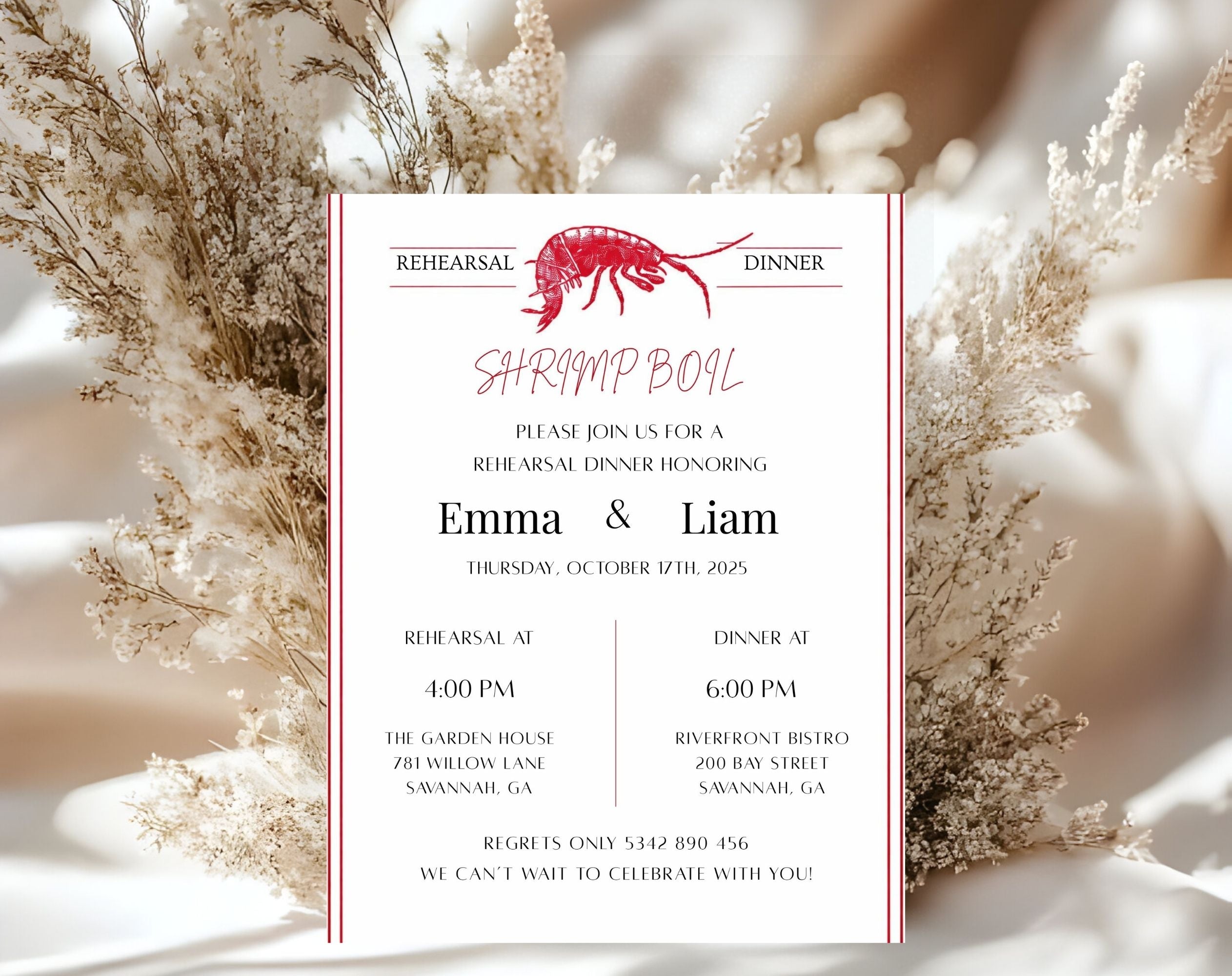 Shrimp Boil Rehearsal Dinner Invitation