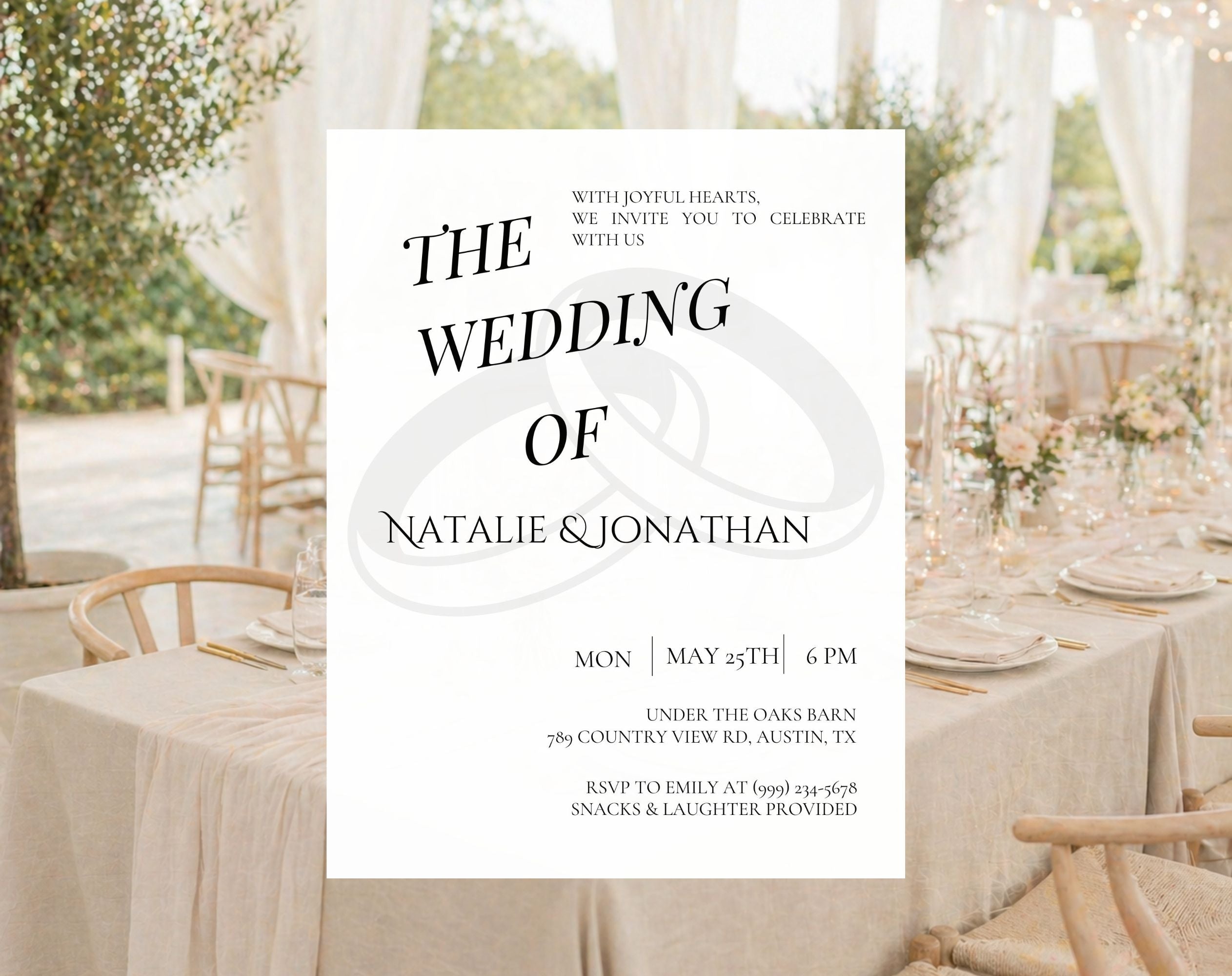 White Minimalist Wedding Invitation
